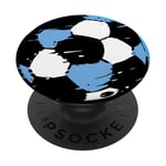 Maillot de football bleu clair et blanc avec ballon de football PopSockets PopGrip Adhésif