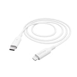 Hama Câble iPhone Lightning USB-C (Câble de charge/transfert de données/Data, USB-C mâle vers Lightning, 1m, Certifié MFI, 480 MBit/s, iPad/iPhone 13/12/11/XS/XR/X/8/7/7+/6s/6/5/SE2020) Blanc