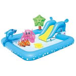 H.aetn Swimming Pool For Kids Adults,Kiddie Pools With Slide Fountain,Above Ground Summer Water Party,Outdoor Blow Up Pool Paddling Pools Blue