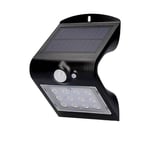 PRENDELUZ Applique noire solaire rechargeable avec capteur de présence 1,5W