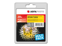 Agfaphoto Multi Pack - 4-Pack - Svart, Gul, Cyan, Magenta - Kompatibel - Blister - Gjenfabrikert - Blekkpatron (Alternativ For: Epson 26Xl, Epson C13t26364010, Epson T2636) - For Epson Expression Premium Xp-510, 520, 600, 610, 615, 620, 625, 710, 72