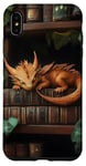 Coque pour iPhone XS Max Petit dragon endormi sur une bibliothèque