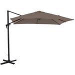 Parasol déporté Roma taupe 3x3m - PROLOISIRS - Aluminium - Mât déporté