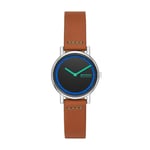 Skagen Signatur Montre pour Femmes, Mouvement à Quartz, Bracelet en Acier Inoxydable Ou en Cuir, Marron et Noir, 30Mm