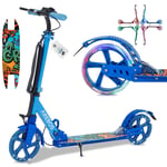 AREBOS Trottinette de ville pliable roues à LED charge admissible 100kg Bleu