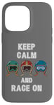 Coque pour iPhone 14 Pro Max Casques rétro vintage, Go Kart Car Racing, Keep Calm & Race On