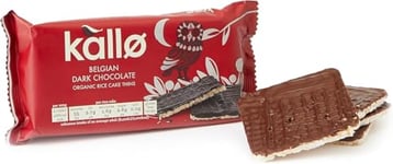 Kallo Organic Belgian Dark Chocolate Rice Cake Thins, Healthy Snack for Adults & Children, Gluten Free with No Artificial Colours, Flavours or Preservatives, Single Pack – 1 x 90g Packet