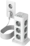 15 En 1 Tour Multiprise Parafoudre Avec Rallonge Electrique 10M, Prise Multiple Avec 2 Usb A Et 1 Usb C, Multiprise Avec Interrupteur Pour Maison, 3600W Multiprise Bureau, Gris