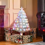 Pre Lit Christmas Tree Xmas Fibre Optic LED Lights Star White 3FT 90CM Table Top