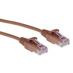 ACT Câble réseau Cat6 U/UTP LSZH - Câble LAN fin de 3,8 mm - Câble Ethernet flexible sans crochet avec fiche RJ45 - Pour une utilisation dans les centres de données - Marron - DC9210