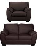 Argos Home Milano Leather Chair & 2 Seater Sofa - Chocolate