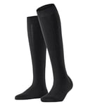 FALKE Women's Needepoint W KH Cotton Wool Long Plain 1 Pair Knee-High Socks, Black (Black 3000), 7-8