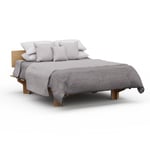 NordicAura King cadre de lit | 180 cm x 200 cm | robuste | sans outils | bois d'eucalyptus | rangement