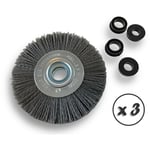 Lot de 3 brosses circulaires nylon Abrasif ø 125 mm Epaisseur 2 rangs Carbure de silicium Grain 240 Alésage 16 mm Touret meuleuse ponceuse Brossage