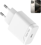 Prise pour iPhone 16 15, Adaptateur Chargeur Rapide pour 16 Pro 16 Pro Max 16 Plus 15 Pro 15 Pro Max 15 Plus, Secteur USB C 20W A pple Embout Charger