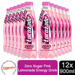 Lucozade Zero Pink Lemonade Sparkling Zero Sugar Fat Free Energy Drink, 12x900ml