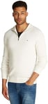 Tommy Hilfiger Men's Zip Sweatshirt Without Hood, Beige (Ancient White), XS