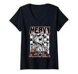 Womens Heavy Meowtal Cat Funny Metal Music Band Singer Musician V-Neck T-Shirt