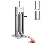 VEVOR Machine à saucisses manuelle 7 l en acier inoxydable et aluminium avec tubes de remplissage de 37/30/21/15 mm, 2 vitesses et manivelle