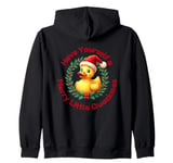 Rubber Duck in Santa Hat Merry Quake-mas Zip Hoodie