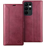 OCASE Compatible with Samsung Galaxy S23 Ultra Wallet Case,PU Leather Flip Samsung Retro Case with RFID Blocking Kickstand Card Holder Shockproof Phone Cover for Galaxy S23Ultra 5G 6.8 Inch,Burgundy