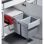 Hailo - Poubelle de cuisine tri sélectif 2 bacs encastrable 40L (20+20) Raumspar Tandem + Kit Balayette