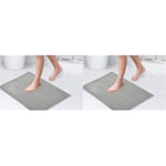 Emma Barclay Noodle Soft Touch Non-Slip Bathroom Rug in Silver - Shower Mat 40x60cm (Pack of 2)