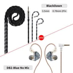 NiceHCK DB2 -mikrofoni HiFi-musiikkikuuloke 1DD+1BA Hybrid Dual Driver In Earbud Monitor Irrotettava 0,78 2Pin liitin IEM