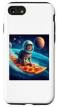 Coque pour iPhone SE (2020) / 7 / 8 Chat surfant sur planche de surf pizza, chat portant un casque de surf