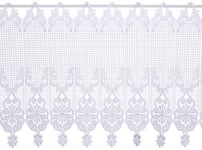 Plauener Spitze by Modespitze 68504_45_e gardinen-Portal plauener Spitze Design en matière 100% Polyester, Bordure dorée Hauteur 45 cm, Blanc, Largeur 96 cm