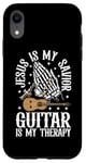 Coque pour iPhone XR Jesus Is My Savior Guitar Is My Therapy Foi Musique Amour