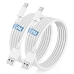 Câble Iphone 2m, [Apple Certified] Lot De 2 Chargeur Iphone Original, Long Fil Cordon Lightning Vers Usb A Rapide, Cable De Charge Pour Apple Iphone 14 Pro Max/13 Mini/12/11/X/Xs/Xr/8 Plus/7/6