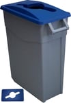 Solent Plastics 65 Litre Slim Bin Mobile Recycling Waste Catering Office Container with Lid - Open or Closed Lid - Handles - 4 Colours - Great Value (Blue OPEN Lid)