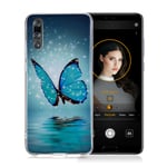 Huawei P20 Pro IMD Kuviollinen Pehmeä TPU Takasuoja Kuori - Sininen Perhonen Tummansininen