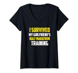 Womens I Survived My Girlfriend's Half-Marathon Training, Running V-Neck T-Shirt