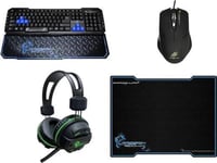 Dragonwar Pro-Gaming Box Set (4 in 1) Clavier mécanique Souris Gamer 2400 Dpi 3 Vitesses (800/1600/2400) Casque Micro Driver 40 mm Tapis Souris Gamer Azerty Bleu