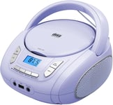 Lecteur CD Portable Boombox pour Enfants (avec Bluetooth, Radio FM, MP3, USB, AUX, Prise Casque), Son stéréo pour Toute la Famille (Violet)