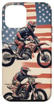 Coque pour iPhone 12 mini Dirt Bike Racing Motocross Drapeau US Vintage Dirt Track