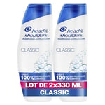 Head & Shoulders Classic Shampoing Antipelliculaire 2x330ml; Usage Quotidien; Jusqu'à 100% des Pellicules Éliminées, Cliniquement Prouvé; Tous Types de Cheveux et de Cuir Chevelu