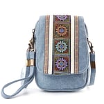 Goodhan Embroidery Canvas Crossbody Bag Cell phone Pouch Coin Purse for Women, A001 - Size Basic - Light Blue, OneSize