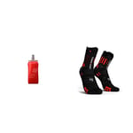 COMPRESSPORT Race Belt flasque Course à pied Adulte Unisexe, Rouge, 300 mL & Homme Prsv3 Trail Pro Racing Socks v3 0, Black/Red, 39-41 EU