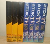 TDK & Kodak E180 Blank VHS Video Cassette Tapes x7 NEW SEALED