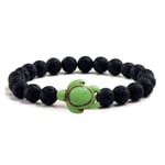 LXJL Bracelet PerlePlage Tortue Perles Bracelet Homme Charme Noir Lave Pierre Naturelle Bracelet Fait Main Chaîne Élastique Bracelet Bijoux   Vert