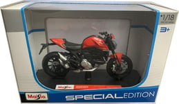 Ducati Monster 2021 in red, 1:18 scale motorbike model from Maisto, MAi20131