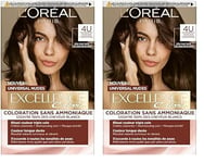 L’ORÉAL PARIS - Coloration Cheveux Cheveux Permanente - Sans Ammoniaque - Couvre 100% des Cheveux Blancs - Excellence Crème Universal Nudes - Nuance : Châtain Universel (4) (Lot de 2)