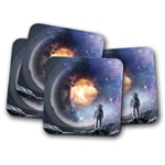 4 Set - Awesome Alien Planet Coaster - Astronaut Space Nebula Galaxy Gift #14060