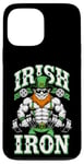 Coque pour iPhone 13 Pro Max Irlandais Iron Funny St Patrick Day Leprechaun Gym Fitness