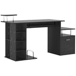 HOMCOM Bureau pour Ordinateur Table de Travail Bureau Informatique Multi-rangements 152 x 60 x 88 cm Noir