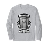 Garbage Trash Can Cartoon Character Design Long Sleeve T-Shirt