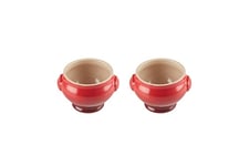 Le Creuset Stoneware Set of 2 Soup Bowls, 0.6 L, Cerise, 91017511060000